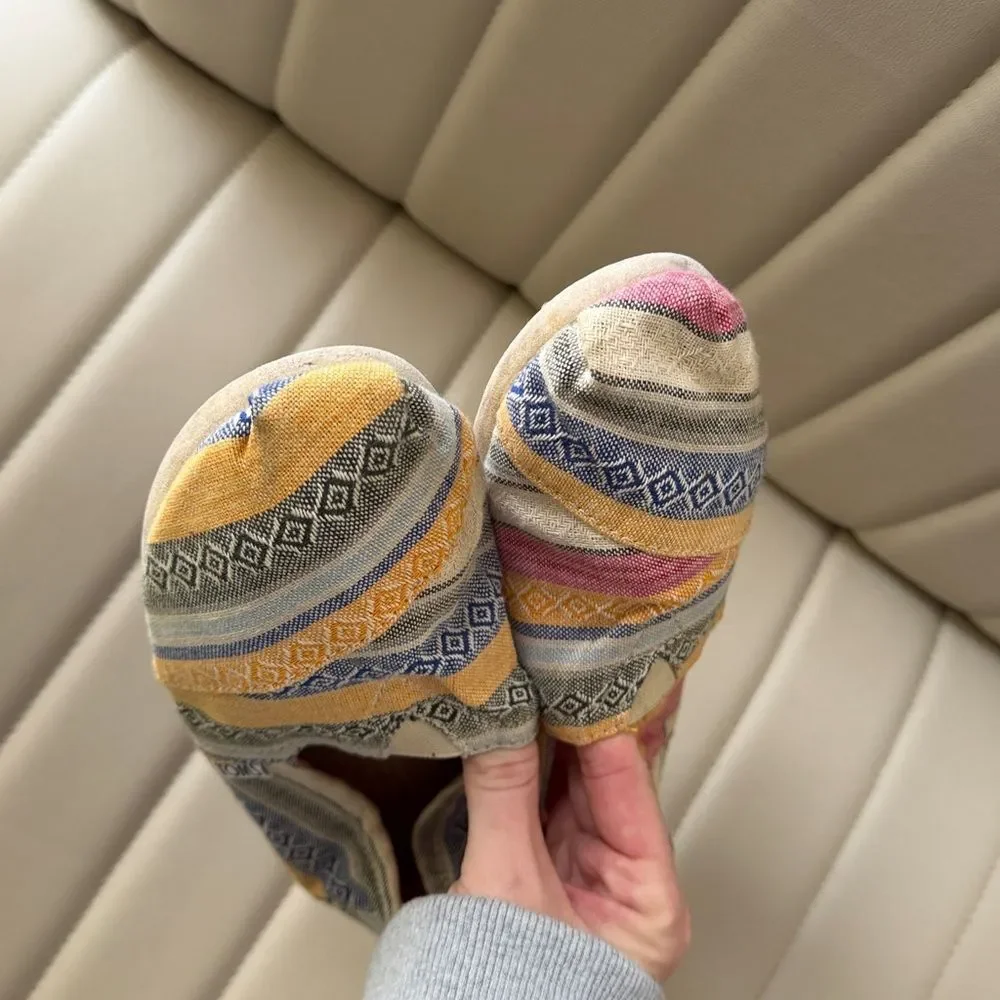 Toms Multicolor Striped Espadrilles Flats Slip On Cozy Aztec Tribal Shoes